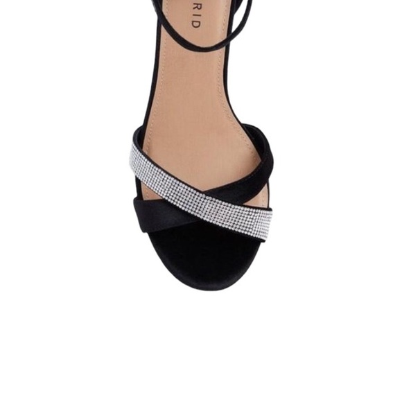 Torrid Rhinestone Demi Wedge Sandal Sz 9.5W Black Velvet Dressy Cocktail Party - Picture 4 of 9